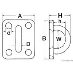 Osculati SS rectangular plate w/ring 8 mm