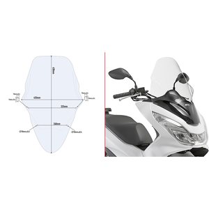Givi Specific screen, transparent 63 x 43,5 cm (H x W) PCX 125-150 (14)