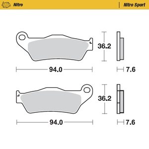 Moto-Master Nitro Racing Brakepad KTM: 125-200-250-300-350-360-380-440-500, Al