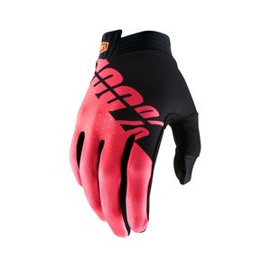 100% iTRACK GLOVES, ADULT, S, BLACK NEON RED