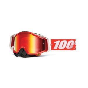 100% RACECRAFT Fire Red - Mirror Red Lens, ADULT