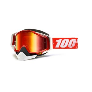 100% RACECRAFT Snowmobile Goggle Fire Red - Mirror Red Vented Dual lens w/P, ADULT