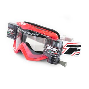 Progrip Goggle,with XL Roll off system Clear Lens, ADULT, RED