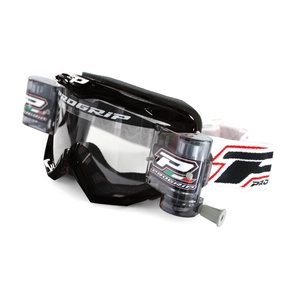 Progrip Goggle,with XL Roll off system Clear Lens, ADULT, BLACK
