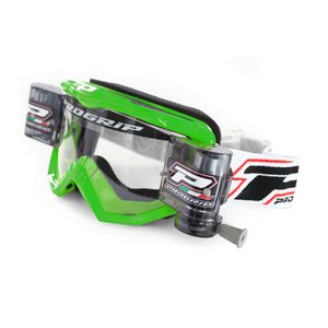 Progrip Goggle,with XL Roll off system Clear Lens, ADULT, GREEN