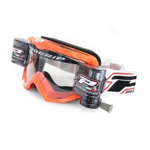 Progrip Goggle,with XL Roll off system Clear Lens, ADULT, ORANGE