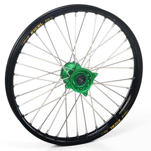 Haan Wheels Complete Wheel, 1,40, 17", FRONT, BLACK GREEN, Kawasaki 01-20 KX85, 97-00 KX80