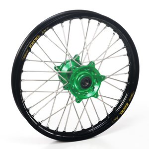 Haan Wheels Complete Wheel, 1,60, 14", REAR, BLACK GREEN, Kawasaki 01-20 KX85, 97-00 KX80