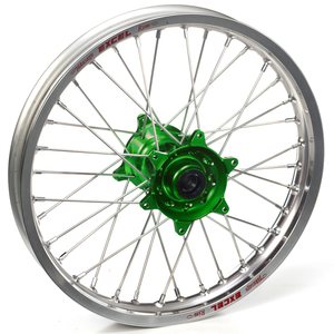 Haan Wheels Complete Wheel, 1,60, 21", FRONT, SILVER GREEN, Kawasaki 06-18 KX450F, 06-08 KX250, 19-20 KX250, 06-18 KX250F, 06-08 KX125