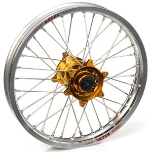 Haan Wheels Complete Wheel, 1,60, 21", FRONT, SILVER GOLD, KTM 16-20 450 EXC-F, 15-20 450 SX-F, 18-20 250 EXC TPI/300 EXC TPI, 16-17 250 EXC/300 EXC, 16-20 250 EXC-F, 15-20 250 SX/250 SX-F, 16-20 350 EXC-F, 15-20 350 SX-F, 16 125 EXC/200 EXC/500 EXC, 15-