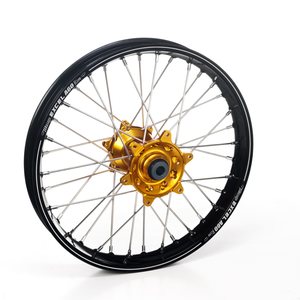 Haan Wheels Complete Wheel A60, 1,60, 21", FRONT, BLACK GOLD, KTM 16-20 450 EXC-F, 15-20 450 SX-F, 18-20 250 EXC TPI/300 EXC TPI, 16-17 250 EXC/300 EXC, 16-20 250 EXC-F, 15-20 250 SX/250 SX-F, 16-20 350 EXC-F, 15-20 350 SX-F, 16 125 EXC/200 EXC/500 EXC,