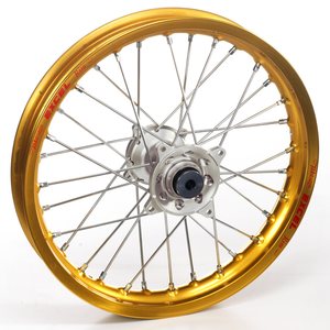 Haan Wheels Complete Wheel, 1,40, 19", FRONT, GOLD SILVER, Suzuki 02-20 RM85, 97-01 RM80