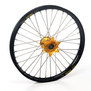 Haan Wheels Complete Wheel, 1,40, 19", FRONT, BLACK GOLD, Suzuki 02-20 RM85, 97-01 RM80