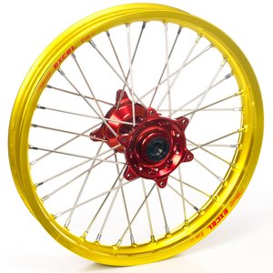 Haan Wheels Complete Wheel, 1,40, 19", FRONT, YELLOW RED, Suzuki 02-20 RM85, 97-01 RM80