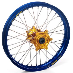 Haan Wheels Complete Wheel, 1,40, 19", FRONT, BLUE GOLD, Suzuki 02-20 RM85, 97-01 RM80