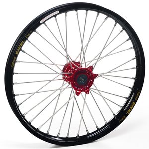 Haan Wheels Complete Wheel, 1,40, 19", FRONT, BLACK RED, Yamaha 02-20 YZ85, 93-01 YZ80