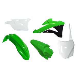 Rtech Plastic Kit, WHITE GREEN, Kawasaki 14-20 KX85