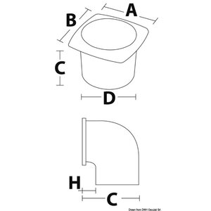 Osculati ABS hose vent w/collar black 92 x 92 mm
