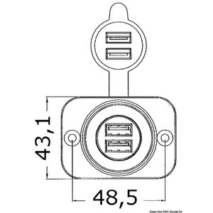 Osculati Double USB socket white rear nut + panel