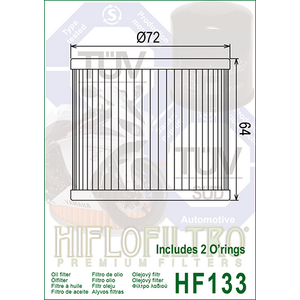 HiFlo öljynsuodatin HF133 (sis.2kpl o-r.Suzuki)