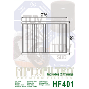 HiFlo öljynsuodatin HF401 (sis.2kpl o-reng.)
