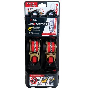 Caliber Retrax 6' Self rewind tiedown strap kit (2pc)