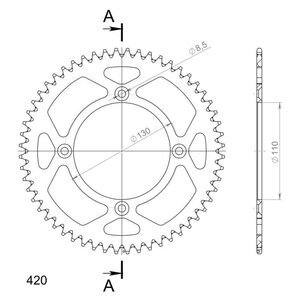 Supersprox Alu Rear sprocket HO CR80/85/150 Red 56