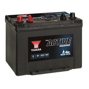 Yuasa M26-80S Active Marine Start Battery 12V 80Ah 650A Huom.Rullakkorahti