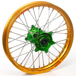 Haan Wheels Complete Wheel, 1,85, 19", REAR, GOLD GREEN, Kawasaki 19-24 KX450, 06-18 KX450F, 03-08 KX250, 19-24 KX250, 04-18 KX250F, 03-08 KX125