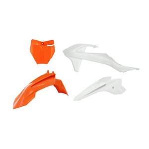 Rtech Plastic Kit, WHITE ORANGE, KTM 16-24 50 SX, 20-24 SX-E 5