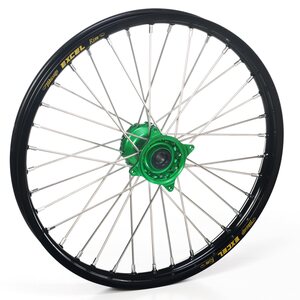 Haan Wheels Complete Wheel, 1,40, 17", FRONT, BLACK GREEN, Kawasaki 01-24 KX85, 97-00 KX80