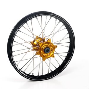 Haan Wheels Complete Wheel A60, 1,60, 21", FRONT, BLACK GOLD, KTM 16-24 450 EXC-F, 15-24 450 SX-F, 18-22 250 EXC TPI/300 EXC TPI, 23-24 250 EXC/150 EXC/300 EXC/300 SX, 16-17 250 EXC/300 EXC, 16-24 250 EXC-F, 15-24 250 SX/250 SX-F, 16-24 350 EXC-F, 15-24
