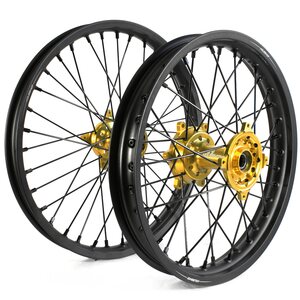 Holeshot Complete Wheel Set, 2,15/1,60, 19/21", REAR FRONT, MAT BLACK GOLD, Suzuki 05-24 RM-Z450, 07-24 RM-Z250