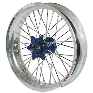 Haan Wheels Complete Wheel, 1,85, 19", REAR, SILVER BLUE, Yamaha 21 WR450F, 09-24 YZ450F, 09-18 YZ250F, FANTIC 24 XXF 450, 24 XXF 250