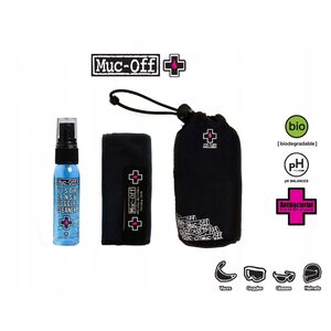 Muc-Off Visiirin puhdistusaine 35ml ja mikrokangasliina paketti