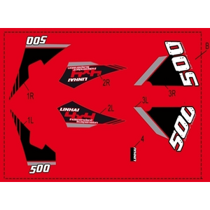 Linhai COMPLETE STICKER SET - LINHAI LOGO (RED PLASTIC) 500