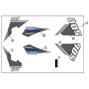 Linhai COMPLETE STICKER SET - LINHAI LOGO (BLUE AND OR ORANGE PLASTIC)