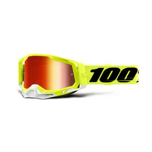 100% RACECRAFT 2 Goggle Yellow - Mirror Red Lens, ADULT
