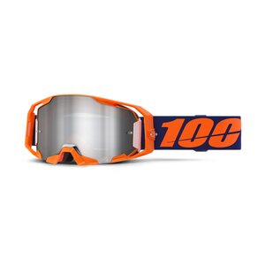 100% ARmatic Goggle Neon Orange - Mirror Silver Flash Lens, ADULT