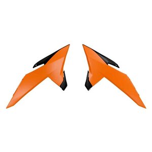 Rtech Radiator Scoops, BLACK ORANGE, KTM 25-26 85 SX