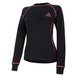 AMOQ 100% Merino Naisten Aluspaita Harmaa/Pinkki
