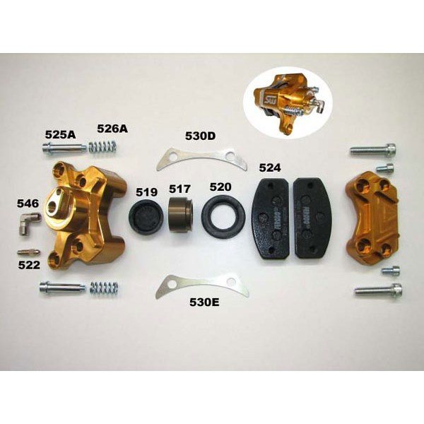 MS Kart Front brake caliper right - complete ꞏ RC 23