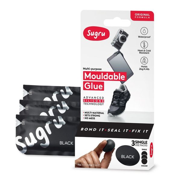 Nuviz Sugru Mouldable Glue, black 3-Pack