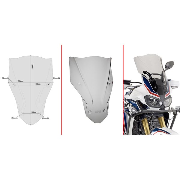 Givi Spoileriplexi,kirkas 47,5 x 35 cm (k x l) CRF1000L Africa Twin (16)