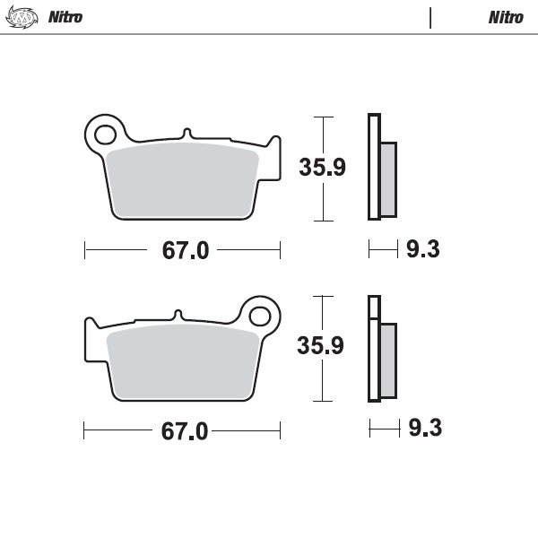 Moto-Master Brakepad Yamaha rear: YZ(F)125/250/450 2003>, Kawasaki rear: KXF25