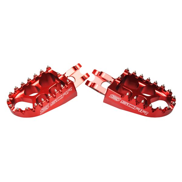 Scar Evolution Footpegs - Honda/Kawasaki Red color