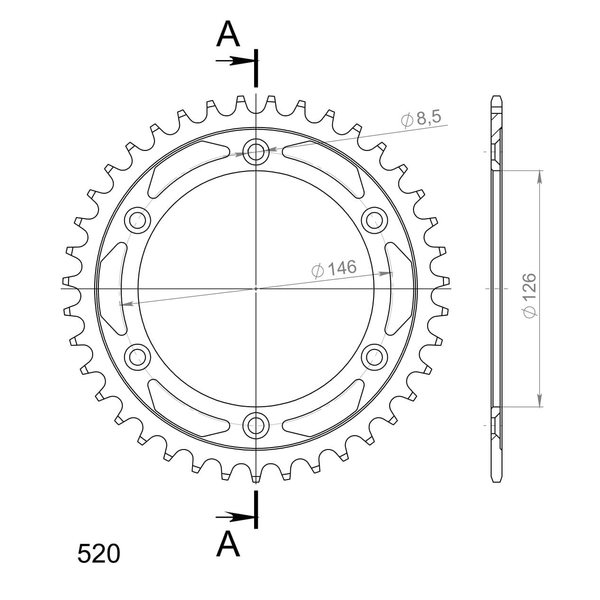 Supersprox Steel Rear sprocket SU RM125/250/450 Black 40