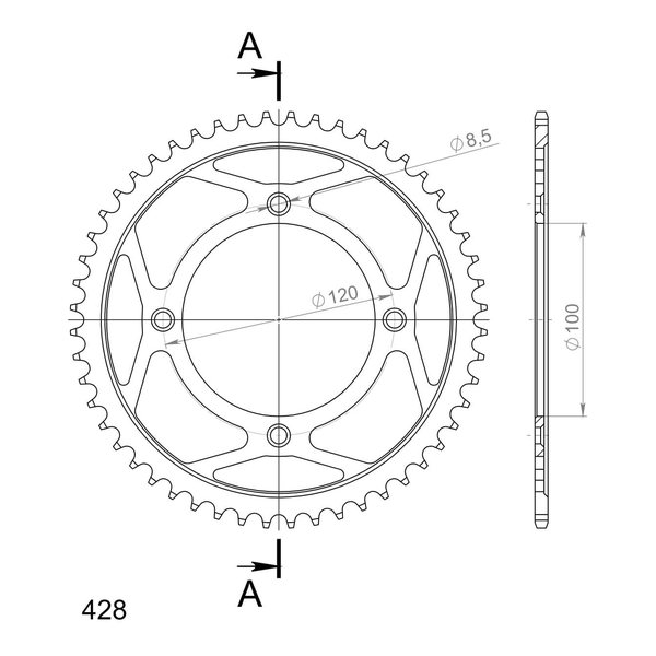 Supersprox Steel Rear sprocket SU RM80/85 / YA YZ80/85 Black 52