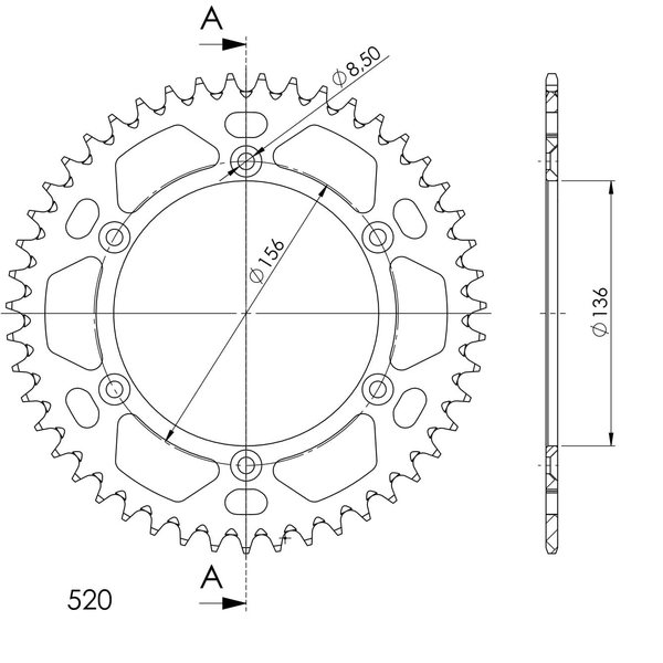 Supersprox Alu Rear sprocket Husqv. Red 47