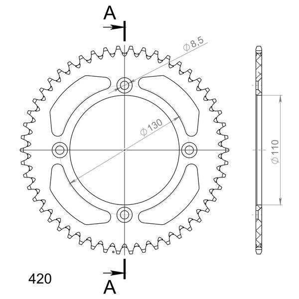 Supersprox Alu Rear sprocket HO CR80/85/150 Red 50